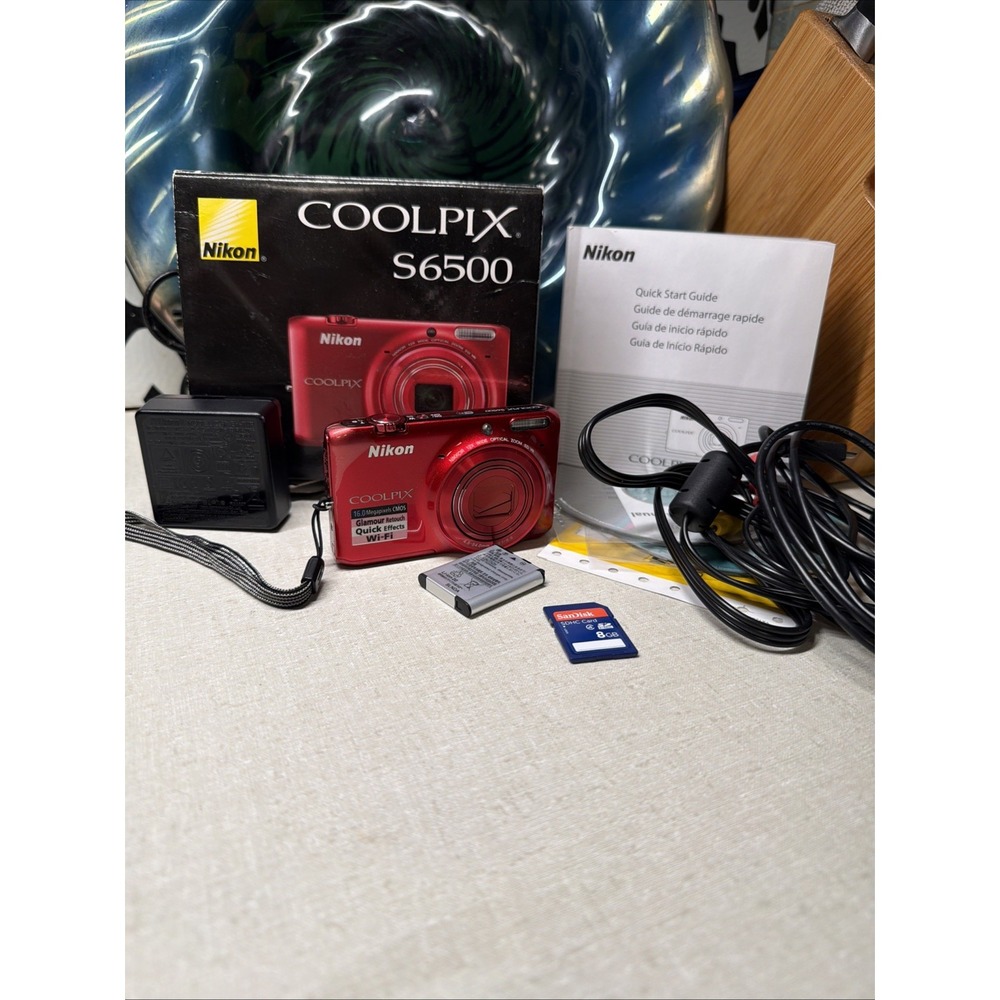 Nikon COOLPIX S6500 Red Compact Digital Camera 12x Zoom 16MP HDMI Tested Works